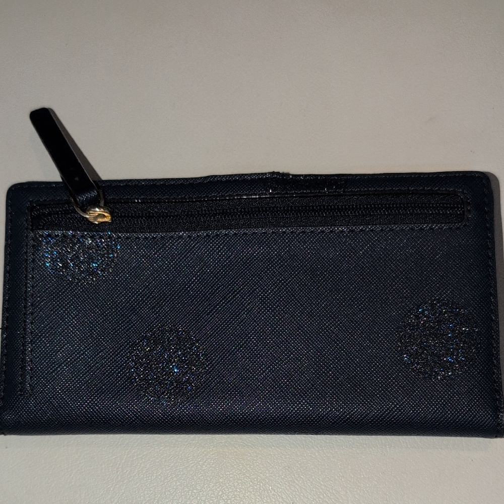 Kate Spade Haven Lane Stacy Wallet In French Navy With Glitter Accents - Picture 3 of 9